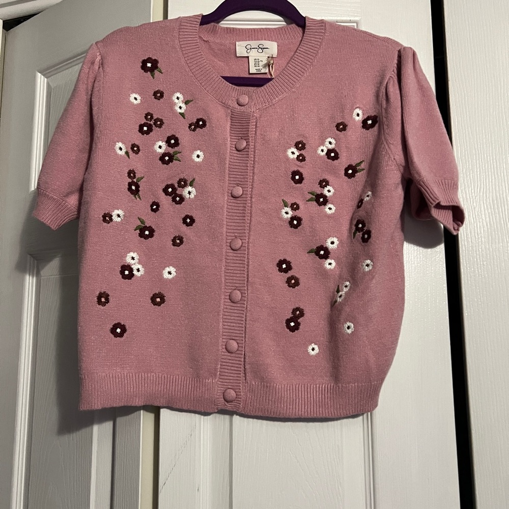 Jessica Simpson Pink Floral Cardigan